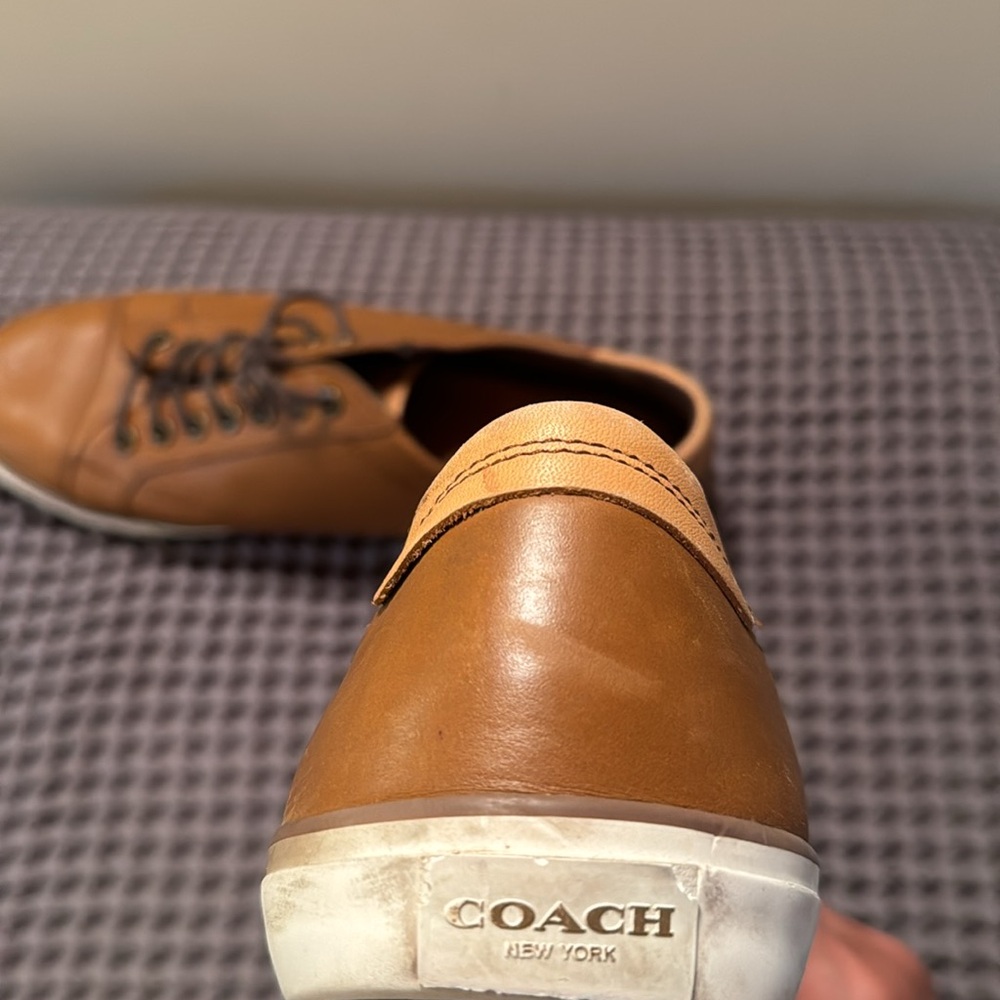 Coach Men's Tan Leather Sneakers - Picture 10 of 16